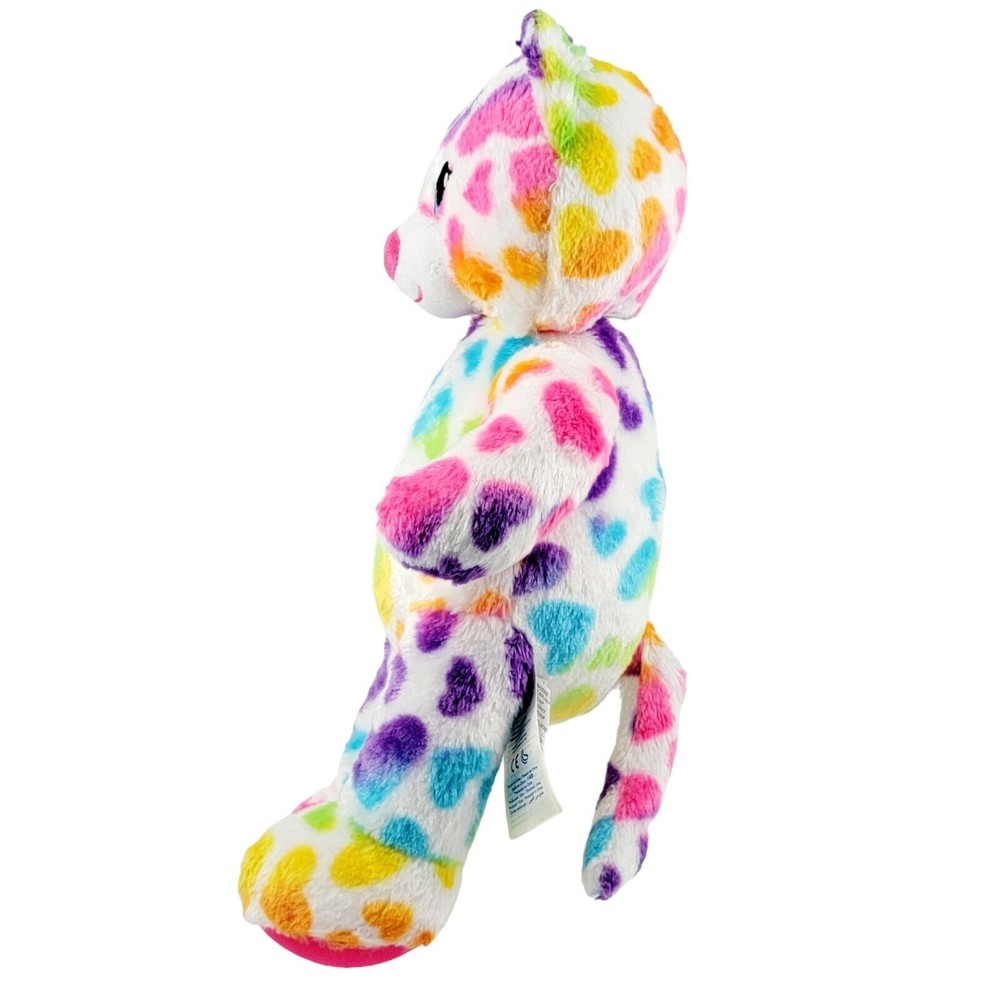 Lot of 2 Build a Bears Rainbow Hearts Kitty Cat & Hot Pink Leopard Stuffed Plush - Picture 11 of 15